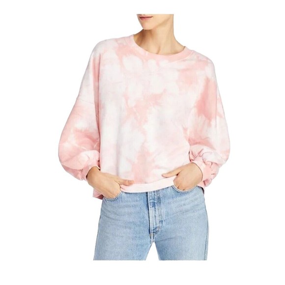 Rebecca Minkoff Rosie SweatshirtSize XL Tie-Dye Pink Pullover Balloon Sleeves - Picture 4 of 13